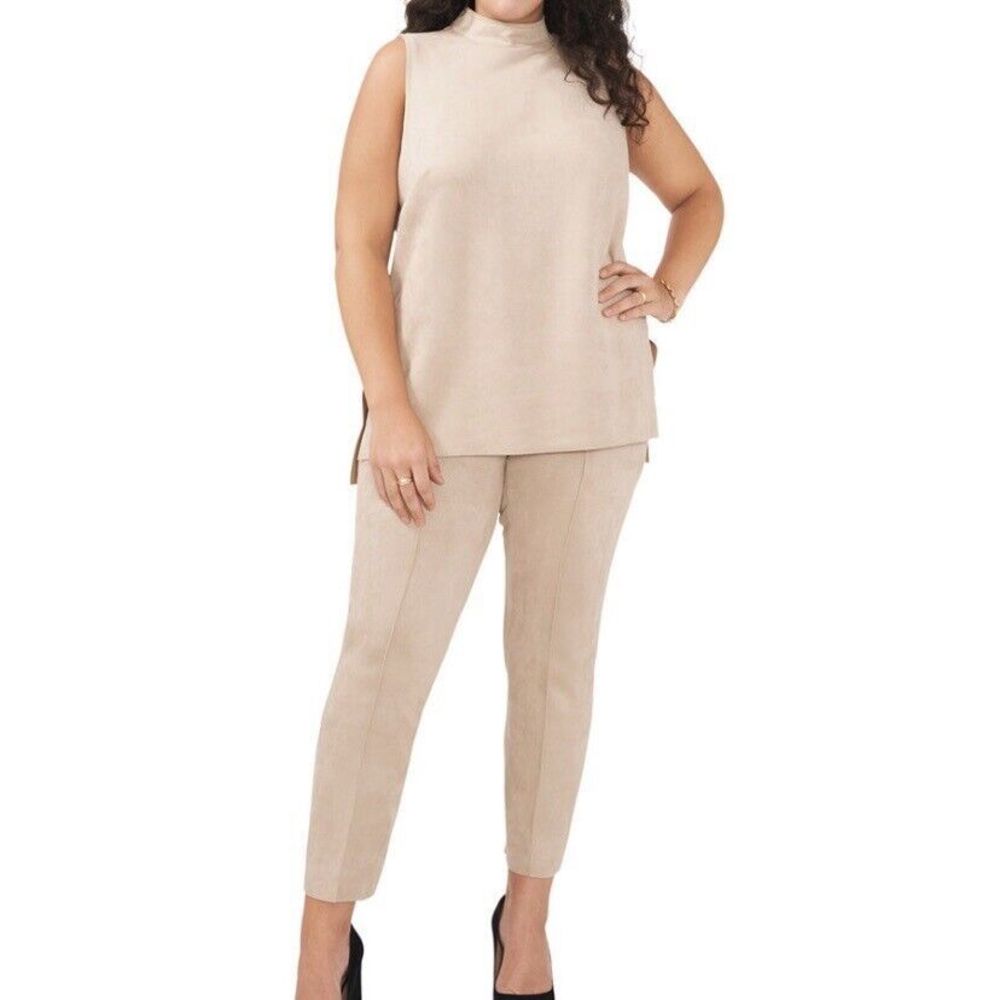 NWT Vince Camuto Sleeveless Mock Neck Hi-Lo Top Scuba Suede Women’s Sz XL *READ*